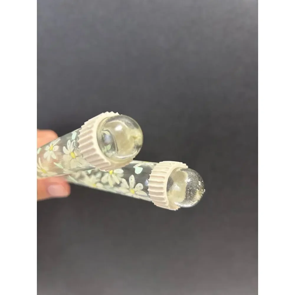 Glass‎ Oil Lamp Candles Handpainted Daisies With Glass Candlesticks